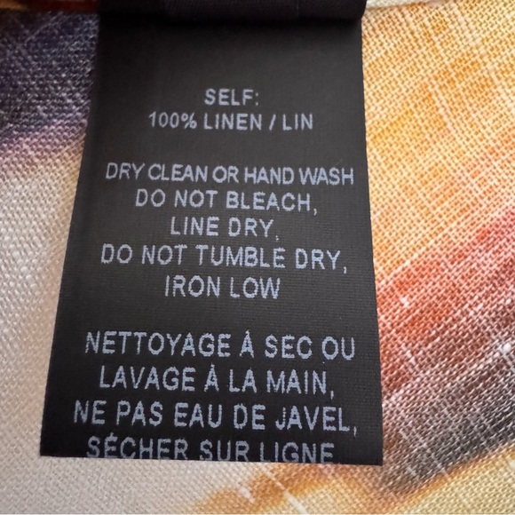 Zero + Maria Cornejo 100% Linen Blur Print Yellow Midi Dress Size 2 - Picture 12 of 12